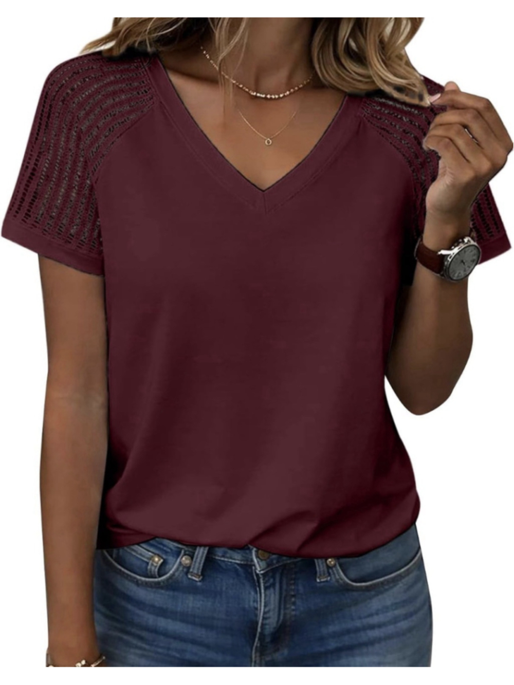 Flamingals Women's V Neck Short Sleeve Business Casual Shirts XL
